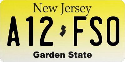 NJ license plate A12FSO