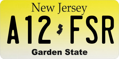 NJ license plate A12FSR