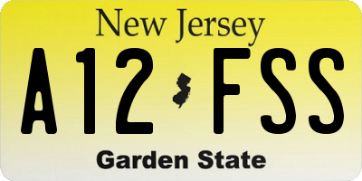 NJ license plate A12FSS