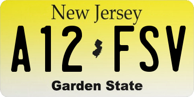 NJ license plate A12FSV