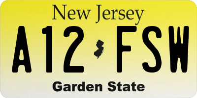 NJ license plate A12FSW
