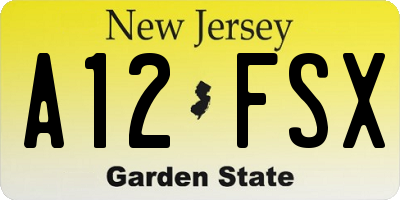 NJ license plate A12FSX