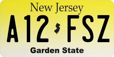 NJ license plate A12FSZ