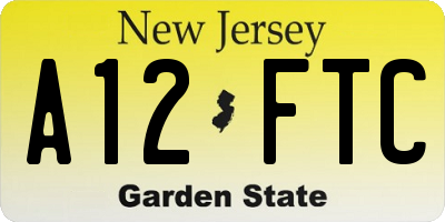 NJ license plate A12FTC
