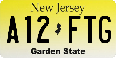 NJ license plate A12FTG
