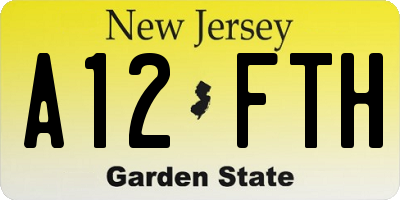 NJ license plate A12FTH