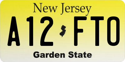 NJ license plate A12FTO