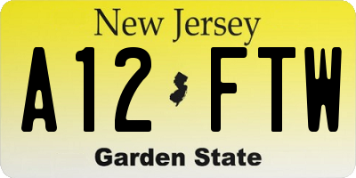 NJ license plate A12FTW