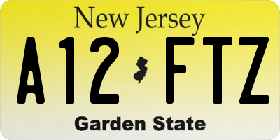 NJ license plate A12FTZ
