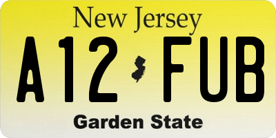 NJ license plate A12FUB