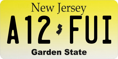 NJ license plate A12FUI
