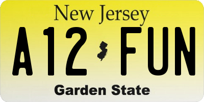 NJ license plate A12FUN