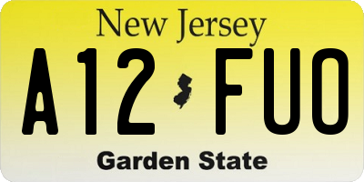 NJ license plate A12FUO