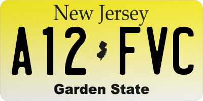 NJ license plate A12FVC