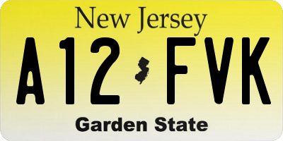NJ license plate A12FVK
