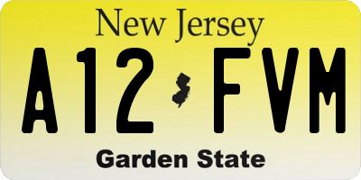 NJ license plate A12FVM