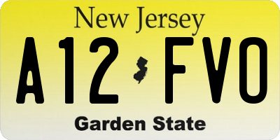 NJ license plate A12FVO