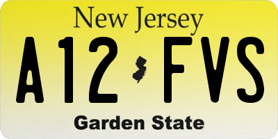 NJ license plate A12FVS