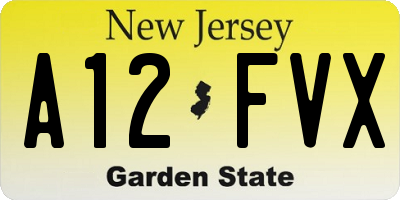 NJ license plate A12FVX