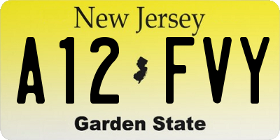 NJ license plate A12FVY