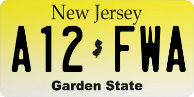 NJ license plate A12FWA