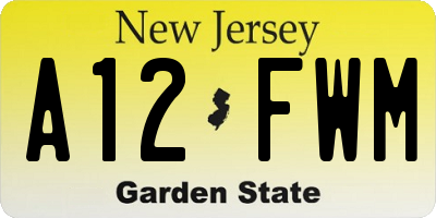 NJ license plate A12FWM