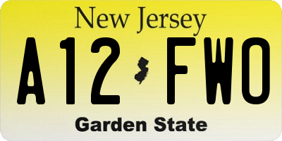 NJ license plate A12FWO