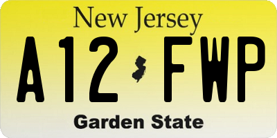 NJ license plate A12FWP