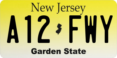 NJ license plate A12FWY