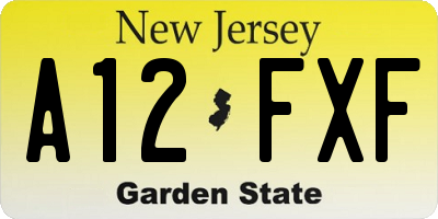 NJ license plate A12FXF