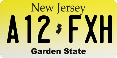 NJ license plate A12FXH