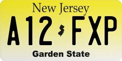 NJ license plate A12FXP