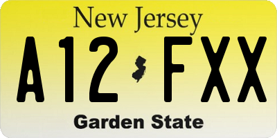 NJ license plate A12FXX