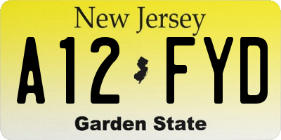 NJ license plate A12FYD
