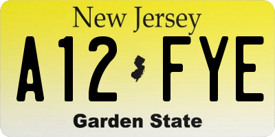NJ license plate A12FYE