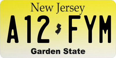 NJ license plate A12FYM