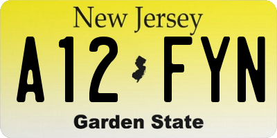 NJ license plate A12FYN