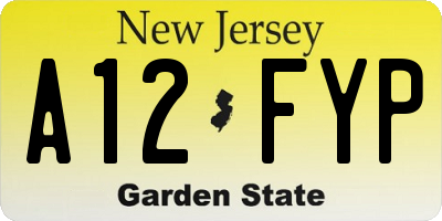 NJ license plate A12FYP