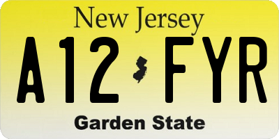 NJ license plate A12FYR