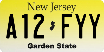 NJ license plate A12FYY