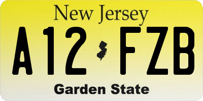 NJ license plate A12FZB