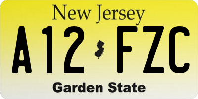 NJ license plate A12FZC