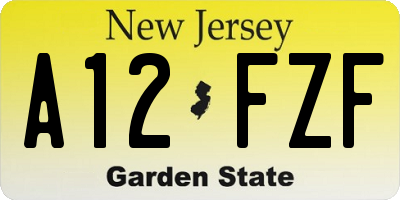 NJ license plate A12FZF