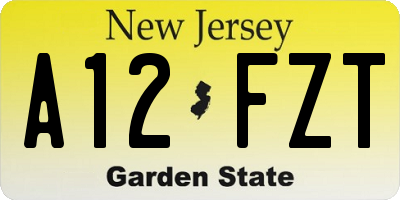 NJ license plate A12FZT