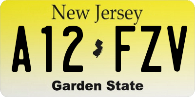 NJ license plate A12FZV
