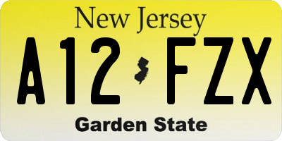 NJ license plate A12FZX