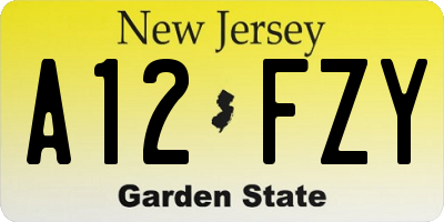 NJ license plate A12FZY