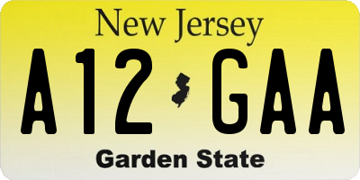 NJ license plate A12GAA