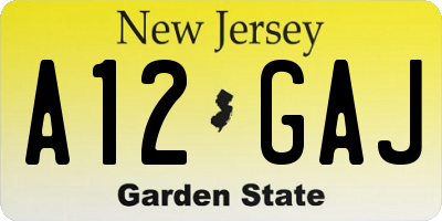 NJ license plate A12GAJ