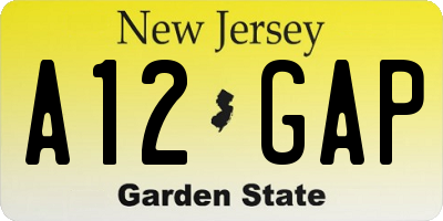 NJ license plate A12GAP